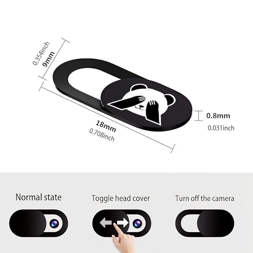 3pcs Plastic Camera Cover Webcam Cover Shy Panda Shutter Slider for PC Laptops Phone Lens Sticker for Privacy Protection. Ideal Gift for Christmas, Birthday, Anniversary Day