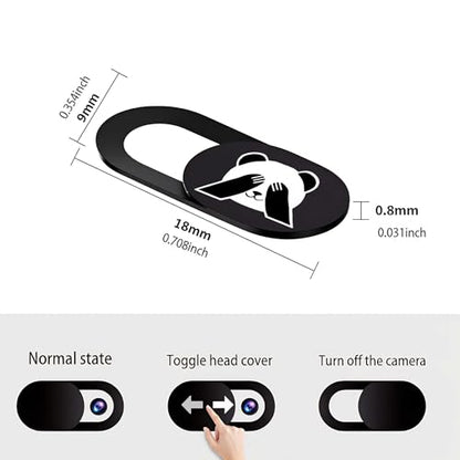 3pcs Plastic Camera Cover Webcam Cover Shy Panda Shutter Slider for PC Laptops Phone Lens Sticker for Privacy Protection. Ideal Gift for Christmas, Birthday, Anniversary Day
