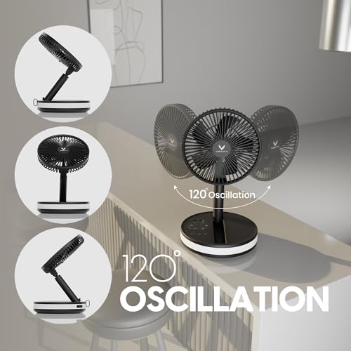 VENTY Portable Fan - Wireless Battery Operated Fan - 4 Speeds - LED Lighting - Carry Case & Remote Control - Cruise Travel - Outdoor Travel RV Power Bank With USB-C Port (Black with Case) - color: Black