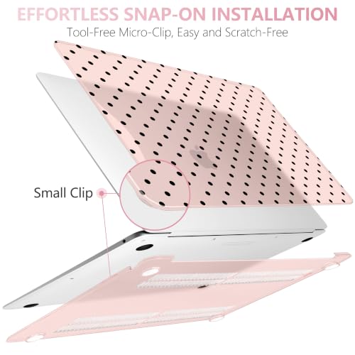 DONGKE Case for MacBook Air 13 Inch (2021-2018 Models A2337 M1/A2179/A1932), Chalk Pink Polka Dots Hard Shell Case with Keyboard Protector, Compatible with Retina Display and Touch ID - color: Chalk Pink Polka Dots