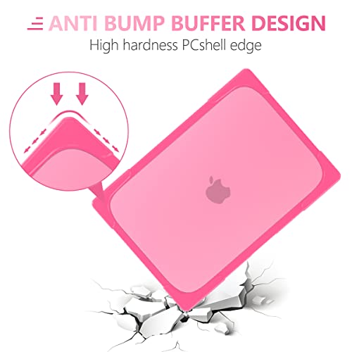 Batianda Heavy Duty Case for MacBook Pro 14 inch 2026-2021, Pink | Fits M5/M4/M3/M2/M1 Pro Max Chip, Ergonomic Foldable Stand Holds 22 lbs, Shockproof Bumper, Matte Translucent Hard Shell - color: Pink