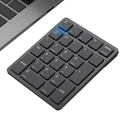 havit Bluetooth Number Pad Wireless Numeric Keypad Numpad 26 Keys Portable Mini Financial Accounting Rechargeable Numeric Pad for Windows Laptop Desktop, PC, Notebook (Black) | Rechargeable 26-key layout with quiet scissor keys, calculator shortcut and Bl