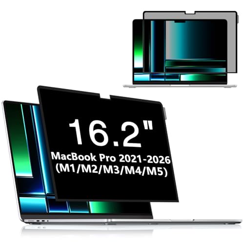 Macbook Pro 16 inch Privacy Screen Protector M5 M4 M3 M2 Max/Pro M1 | Model A3186 A3403 A2485 A2991 A2780 ),Bubble Free Privacy Screen for Macbook pro 16.2 2026-2021 Eye Care /Anti-Glare Filter - size: Mac Pro 16.2" (2021-2023, M3, M2, M1)