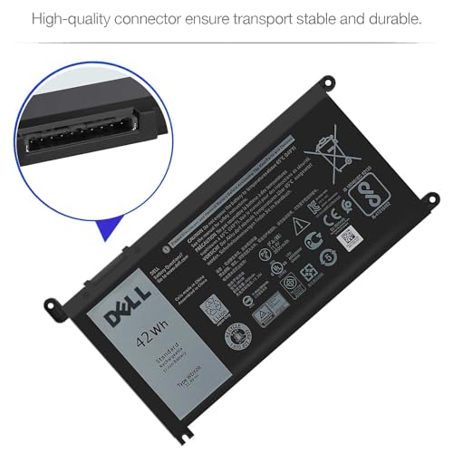 DELL WDX0R Battery for Inspiron 15 7579 7573 7560 7569 7570 7580 5565 5567 5568 5570 5578 5579 5770 7586 13 7375 7368 7378 5368 5378 5379 17 5765 5767 5775 Latitude 3189 3580 3Cells 42Wh 11.4V
