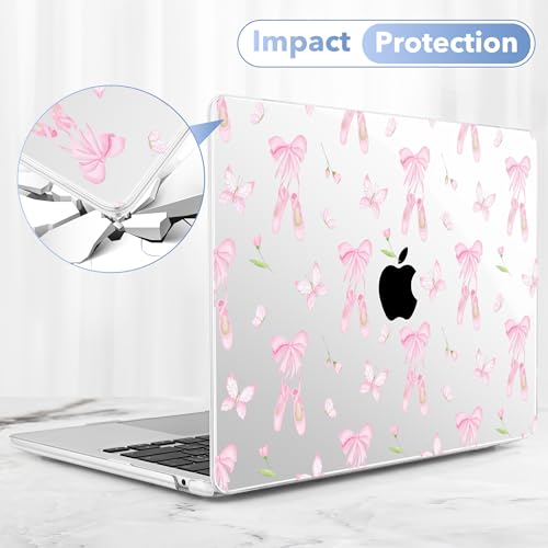 May Chen for MacBook Air 15 inch Case M5 M4 M3 M2 2026 2024-2023, Model A3448 A3241 A3114 A2941, Closes Seamlessly Hard Shell Laptop Cover with Keyboard Cover, Ballet Shoes - color: Ballet shoes