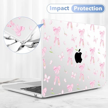 May Chen for MacBook Air 15 inch Case M5 M4 M3 M2 2026 2024-2023, Model A3448 A3241 A3114 A2941, Closes Seamlessly Hard Shell Laptop Cover with Keyboard Cover, Ballet Shoes - color: Ballet shoes