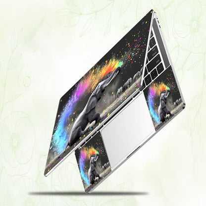 Laptop Skin Sticker Decal, Universal Reusable Vinyl Laptop Cover for 12" 13" 13.3" 14" 15" 15.4" 15.6" Notebook PC, Waterproof Scratch-Resistant with 2 Wrist Pads, Easy to Apply & Remove,Art Elephant - color: Art Elephant