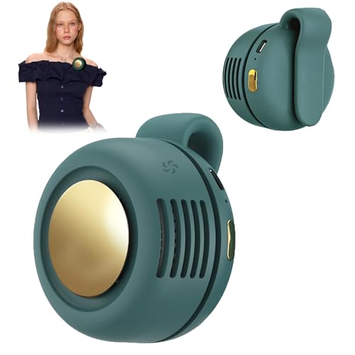 Portable Clip-On Fan, Mini USB Rechargeable 360° Rotatable Fan, Personal Fan 3-Speed Silent Mini Bladeless Fans (Green) - color: 1pack（Green）