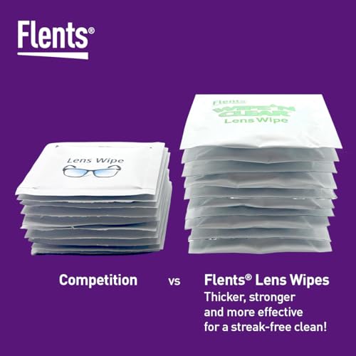Flents Lens Wipes, Wipe 'N Clear, Pre-Moistened & Streak-Free, 300 Count | Safe for Glasses, Sunglasses, Gentle Cleaning, Clear Vision, Individually Wrapped for Travel & Convenience, Made in the USA - size: 300 Wipes