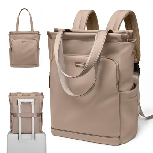 GOLF SUPAGS Convertible Laptop Backpack for Women Casual Daypack Notebook Tote Bag for Work College Travel Leisure (Champagne) - color: Champagne