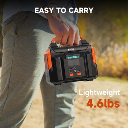 Bailibatt Portable Power Station 300W, 257Wh, 4.6lbs Solar Generator | Pure Sine Wave AC Outlet for Laptop. Backup Battery for Camping, Travel, Emergency, Home, RV, Outdoor, Hunting