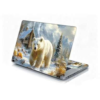 Universal Laptop Skin Sticker Decal, 12"-15.6" Aesthetic Vinyl Wrap, Polar Bear Fox Winter Waterproof Notebook Cover Art Protector for MacBook HP Dell Lenovo, Fits 13" 14" 15" 15.6" - color: Polar Bear Fox Winter