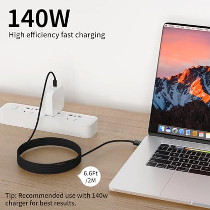 USB-C to Magnetic 3 Cable Compatible with Magsafe Charging - 140W Fast Charging, 6.6ft Braided Cable for MacBook Pro/Air M4 M3 M2 Models (2021-2026) - Blcak - color: black
