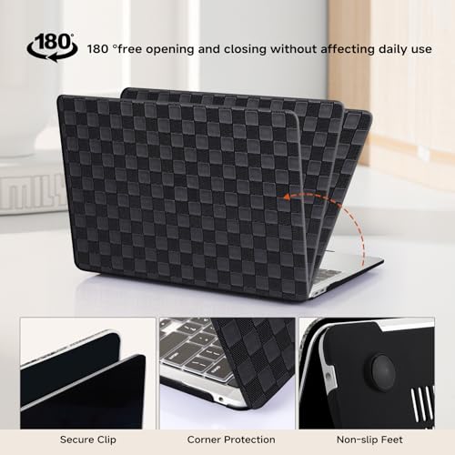 for MacBook Neo Case 13-Inch,Checkerd Print,Leather Textured | Logo Cutout，Keyboard Skin, Anti-Fingerprint, Anti-Scratch, Slim, Lightweight, Black - color: Checkerboard Black