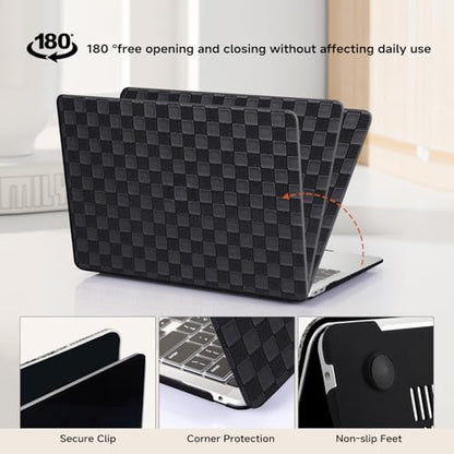 for MacBook Neo Case 13-Inch,Checkerd Print,Leather Textured | Logo Cutout，Keyboard Skin, Anti-Fingerprint, Anti-Scratch, Slim, Lightweight, Black - color: Checkerboard Black