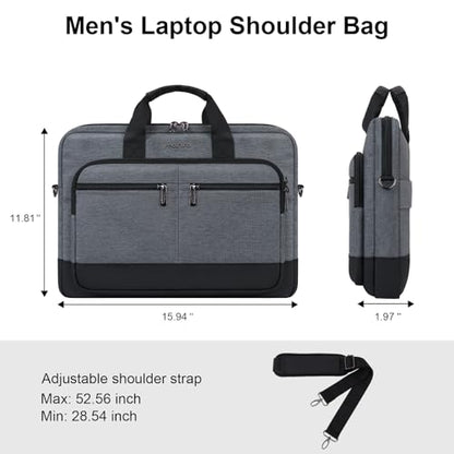 MOSISO Laptop Shoulder Bag for Men, 15-16 inch Computer Bags | Compatible with MacBook Pro 16/Air 15, HP Dell Lenovo Acer, Laptop Messenger Bag with Trolley Sleeve&3 Pockets, Gray&Black