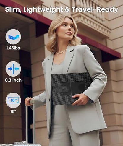 Portable Monitor, 16" 1200P FHD Laptop Screen Extender, Detachable Horizontal/Vertical Monitor, Plug & Play Dual Travel Monitor Build-in Speaker for Laptop/Mac/Windows - size: 16" Dual Screen