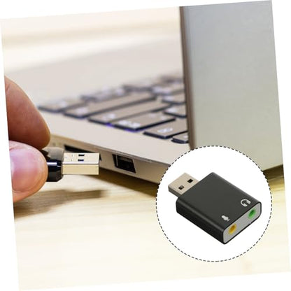 Aluminum USB External Sound Card Adapter with Channel Stereo Audio Headphone and Microphone Jack for Laptop Desktop Portable USB Audio Interface for Plug and Play Music Playback