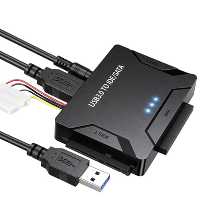 USB 3.0 to IDE SATA Adapter Hard Drive Reader, Type C USB to External Hard Drive Disk HDD Converter Kit for Universal 2.5/3.5 HDD SSD with Power Supply