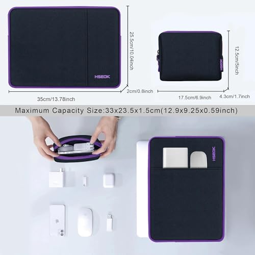 Hseok Laptop Case 13.3 14 inch Sleeve with Additional Case Compatible with MacBook Pro/Neo 14 inch M5/M4/M3/M2/M1 All Model of 13.3 Inch Mac Air/Pro, XPS 13 14 and More 13.3"-14" Notebooks,Bk-Purple - color: Black-purple