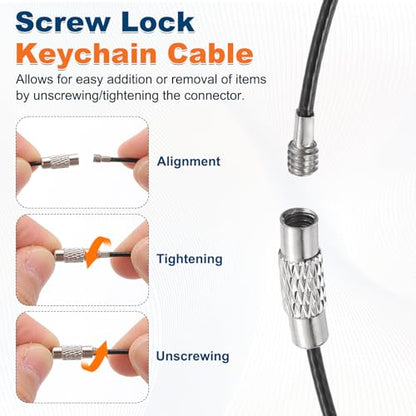 5 Set Double Loop Security Cable Lock (0.98 ft X0.08'') + Keychain Cable, Black - color: Black, size: 0.98 ft x 0.08 Inch