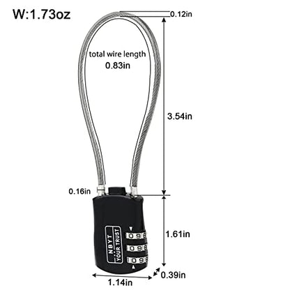Cable Lock with Combination, Wire Diameter 3/24", 8.3" Circumference, Suitable for Travel Luggage, Backpack, Cycling Helmet, Small Cabinet, Gym Cabinet, Suitcase - size: 8IN (Span 3.5in）