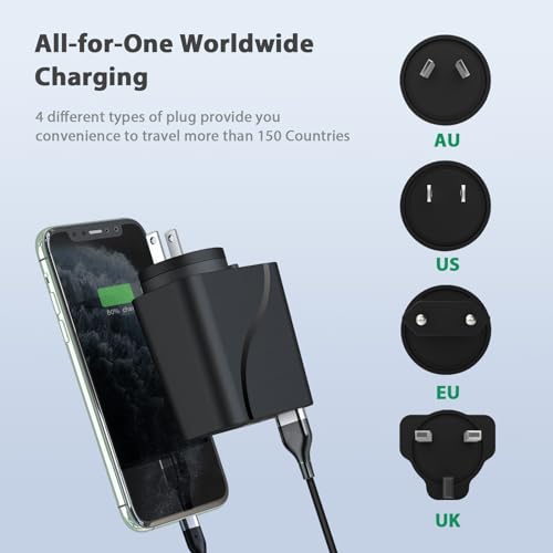 RoyPow AC to DC Converter, 110V/120V to12V Converter, 36W USB C Charger with Car Cigarette Lighter Socket, 3-Ports Wall Charger 18W PD3.0 Travel Plug 110V/120V to 12V/3A Power Adapter for iPhone, iPad - size: 12V/3A