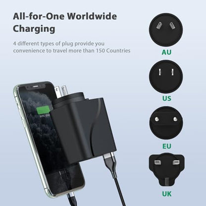 RoyPow AC to DC Converter, 110V/120V to12V Converter, 36W USB C Charger with Car Cigarette Lighter Socket, 3-Ports Wall Charger 18W PD3.0 Travel Plug 110V/120V to 12V/3A Power Adapter for iPhone, iPad - size: 12V/3A
