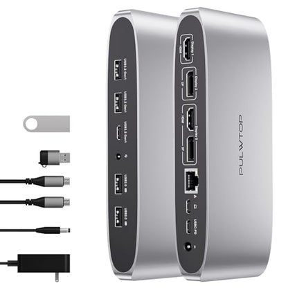 Displaylink Docking Station, Triple Display DisplayLink Dock for MacBook M1/M2/M3 Windows, 4K@60Hz Laptop Docking Station with 2 HDMI, 2 Display Port, PD, USB C Data, 4 USBA, Ethernet, Audio - size: 14-in-1 Displaylink docking station