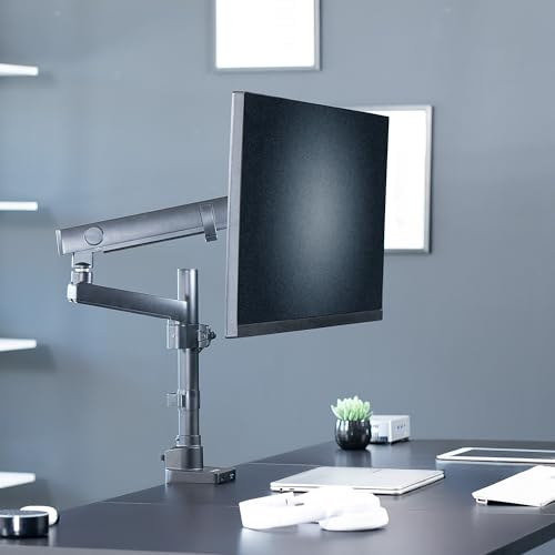 VIVO Premium Aluminum Full Motion Single Monitor Desk Mount Stand with Lift Engine Arm, Pole Extension, and USB Ports, Fits Screens up to 40 inches, STAND-V101BDU - size: Single monitor, style: Extended