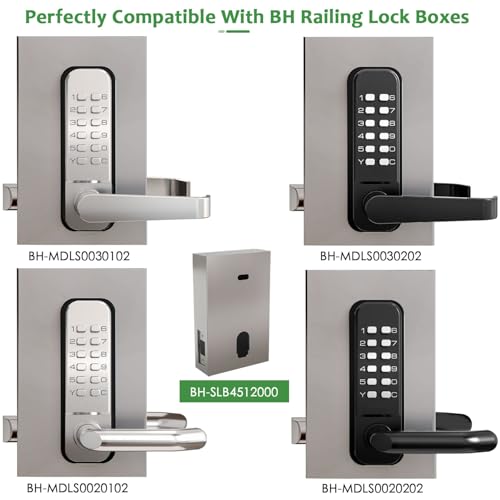 High-Security 12 Digit Keypad Mechanical Door Lock - Keyless Entry, Mechanical Code Lock with Handle, Waterproof & Rustproof, No Battery, Easy to Install, Silver, BH-MDLS0030102 - color: Satin Chrome - Square