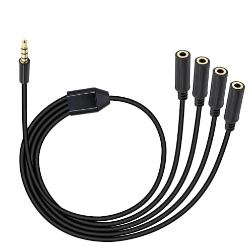 3.5mm Headphone Splitter 1 to 4-Ways 3.5mm (1/8") TRRS 4-Pole Gold Plated Male to 4-Female Stereo Jack Splitter Audio Cable for Headphone and Microphones(50cm/20in) - style: 4 Ways