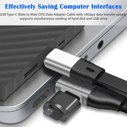 MEIRIYFA USB Type C Male to USB C Male Short OTG Data Cable + USB-C Female OTG Cable 10Gbps 60W Fast Charging for Laptop Tablet Mobile Phones - 24cm