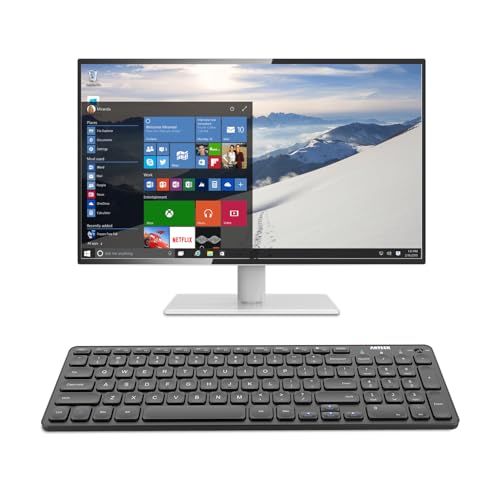 Arteck 2.4G Wireless Keyboard Ultra Slim Full Size Keyboard with Numeric Keypad and Media Hotkey for Computer/Desktop/PC/Laptop/Surface/Smart TV and Windows 10/8/ 7 Built-in Rechargeable Battery