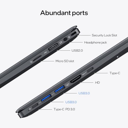 UOWAMOU 15.6 IPS-FHD-Laptop, 12GB LPDDR5 RAM 1TB NVMe SSD Laptop Quad Core N95 (up to 3.4GHz), Multi-Ports Lightweight Computer for Student-Home WiFi 5 BT5.0