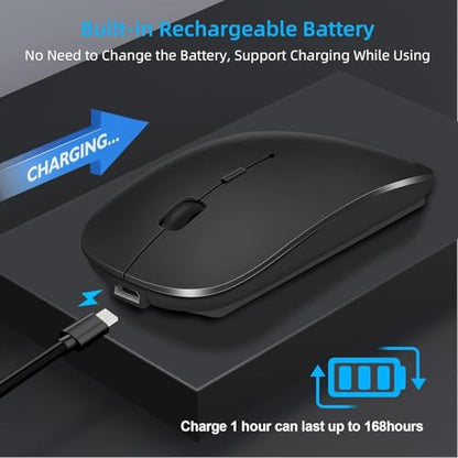 Rechargeable Bluetooth Mouse for Laptop,Wireless Mouse for MacBook air/mac/MacBook pro,Mouse jiggler Bluetooth 5.2/3.0 and 2.4GHz USB Type-C