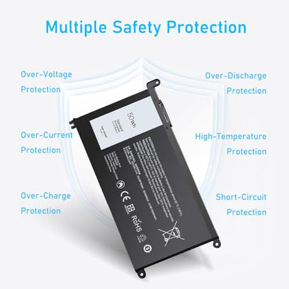 Upgraded 50Wh WDX0R Battery for Dell Inspiron 15 5570 5567 7579 5565 | Fit 13 5378 5379 7378 5368, 17 5767 5770 Series WDXOR P69G P57F, and More - size: 8*4.5*0.25inch WDX0R