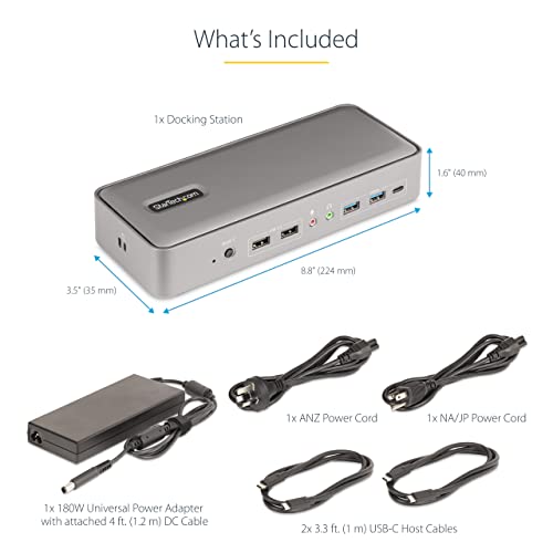 StarTech Dual-Host USB-C KVM Dock, Dual 4K 60Hz DisplayPort, GbE, 90W, TAA | Charges two laptops, with a 5-port USB hub, 10Gbps USB-A and USB-C, Gigabit Ethernet, audio and MAC pass-through