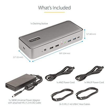 StarTech Dual-Host USB-C KVM Dock, Dual 4K 60Hz DisplayPort, GbE, 90W, TAA | Charges two laptops, with a 5-port USB hub, 10Gbps USB-A and USB-C, Gigabit Ethernet, audio and MAC pass-through