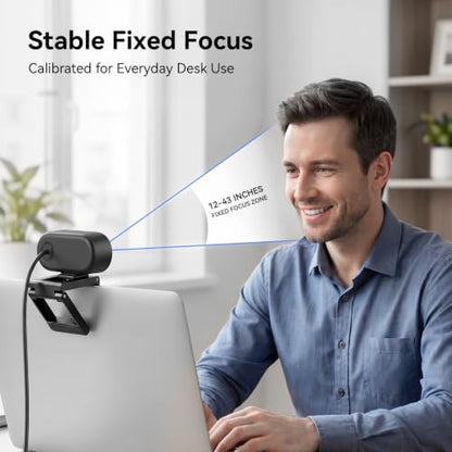 EMEET C100 1080P Webcam for PC, Built-in Mic, Rotating Privacy Cover, Portable Metal Clip, Computer Camera for Home Office, Meetings, Learning, Streaming, External Webcam for Desktop, Laptop, PC USB-A - style: Smooth 1080P w/ Stable Fixed Focus