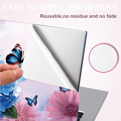 SUPERDANT Laptop Skin Sticker Laptop Decals Butterfly Flower Personalized Universal Notebook Computer Wrap Vinyl Skin Stickers Cover Art Decal Removable 12-15.6 Inch Scratch-Resistant Gifts - style: Blue Flower and Butterfly