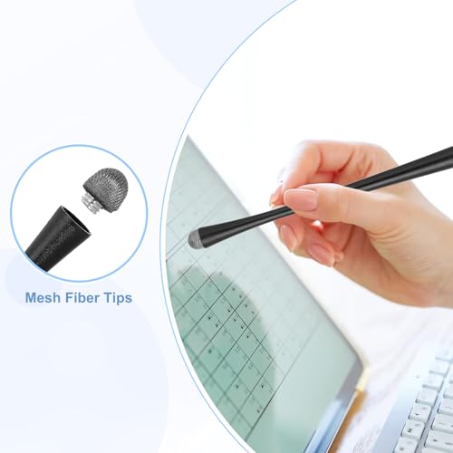 PATIKIL 5 Pcs Slim Waist Stylus Pens for Touch Screens, 2 in 1 High Sensitivity Universal Pen Capacitive Stylus for Phone Tablets Laptop Touch Screen Devices, Black - color: Black