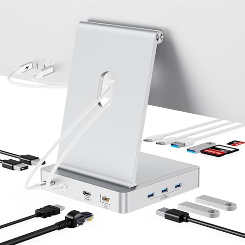 AGEEN 14-Port 10Gbps USB-C Hub for iMac 24 inch 2021/2023/2024 M1/M3/M4, 5 USB-A & 2 USB-C 3.2 Ports, 4K@60Hz HDMI, 1Gbps Ethernet, SD/TF Card Slot, M.2 NVME SSD Slot (SSD Not Included)