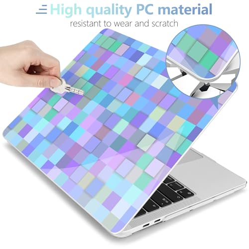 MEEgoodo for M2 MacBook Pro 13 inch Case 2022 2021 2020,Crystal Cover Fit Model A2338 M2/M1 A2251 A2289,Clear Case for 13.3-inch Laptop,Hard Shell for MacBook Pro M2, Light Blue Mosaic - color: Light Blue Mosaic