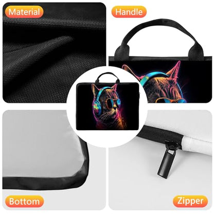 10 inch Laptop Sleeve with Laptop Skin Sticker Set – Slim Protective Case with Smooth Zipper, Lightweight Tablet & Notebook Sleeve for Travel & Daily Carry, Cool Cat with Glasses - color: Cool Cat with Glasses, size: 10 inch
