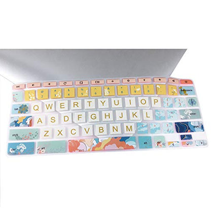 Silicon Keyboard Cover Skin for Chromebook 11.6'', HP Chromebook 14 Series, Little Flower - color: Little Flower