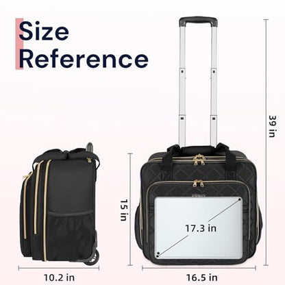 Ytonet Rolling Laptop Bag, Rolling Briefcae for Men Women, 17.3 Inch Water Resistant Laptop Bag with Wheels, Overnight Roller Computer Bag Laptop Briefcases for Work Carbon Black