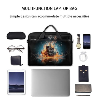 Laptop Shoulder Bag for Women Men, Waterproof Computer Case Messenger Bag Briefcase for Business Office Travel - color: Music Guitar in Water and Fire