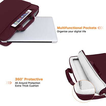 MOSISO 360 Protective Laptop Bag 13.3 inch, 13-14 inch Computer Bag | Compatible with MacBook Air 13 inch/Pro 13 /Pro 14, HP,Dell,Notebook, Laptop Carrying Case with Strap&Handle, Wine Red - color: Wine Red, size: 13.3 inch