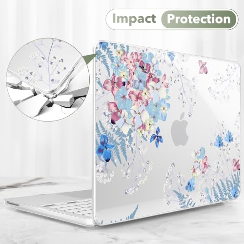 May Chen Compatible with MacBook Neo 13 inch Case 2026 Model A3404, Plastic Hard Shell,Keyboard Cover,Screen Protector,Dust Plug, for MacBook Neo 13" with A18 Pro Chip,Hydrangea - color: Hydrangea